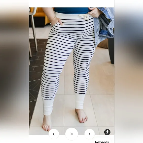 Ampersand Avenue Striped Black Ivory Jogger Lounge Pants 3XL - Picture 2 of 5